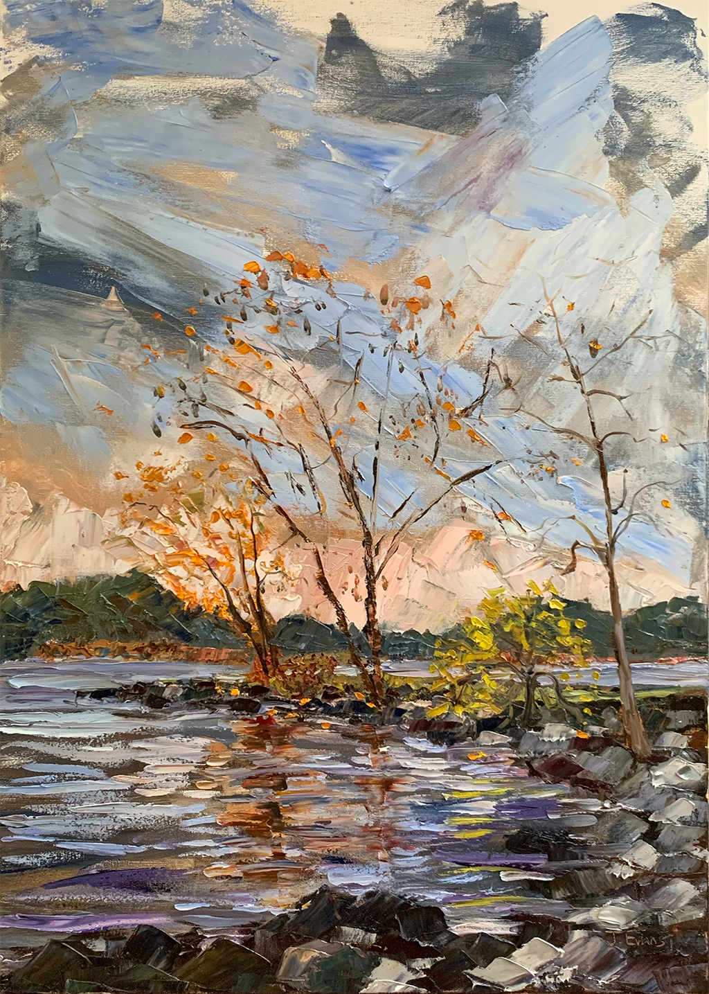 Blustery Lake Lanier Oil Painting